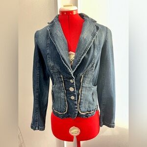 Y2K Bisou Bisou Jeans Women's Denim Jacket Contrast Stitching Crop size small